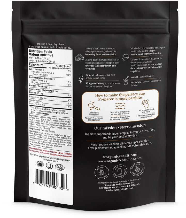 Organic Traditions – Focus Fuel Mushroom Coffee – Instant Blend – 280g