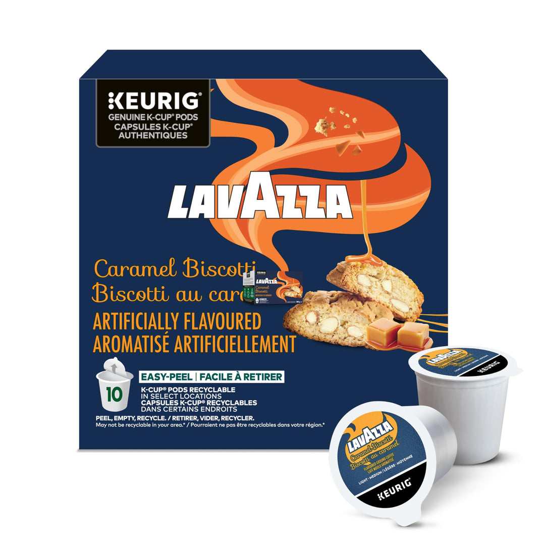 Lavazza Caramel Biscotti Light Medium Roast K-Cup Pods – 60 Count - Canadian Distribution - Ships Free Within Canada on Orders Above CAD $199