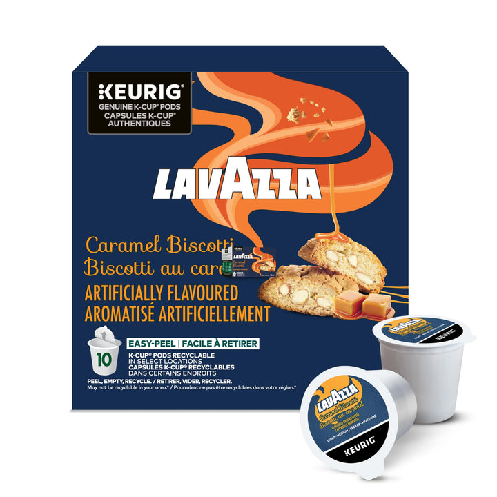 Lavazza Caramel Biscotti Light Medium Roast K-Cup Pods – 60 Count - Canadian Distribution - Ships Free Within Canada on Orders Above CAD $199