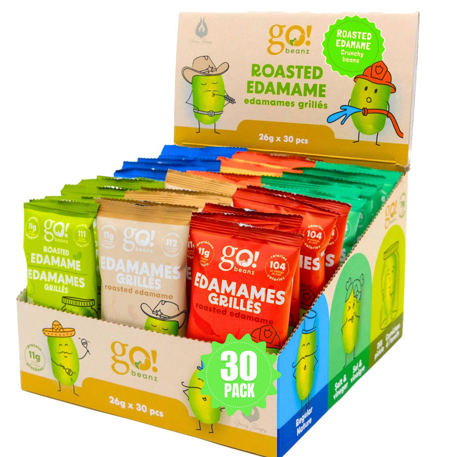 GoBeanz - Crunchy Edamame - Variety Pack - 30 Bags - High Protein Snack