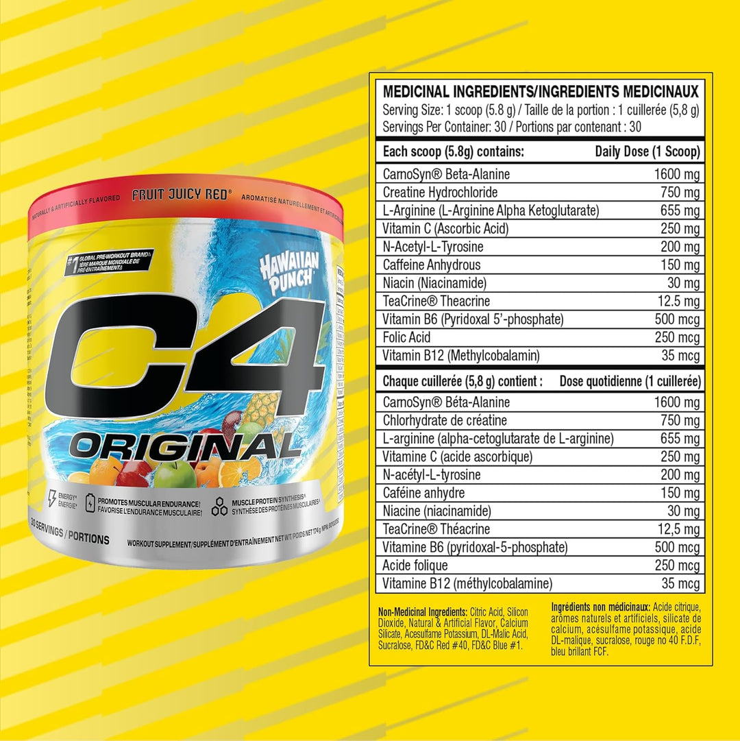 Cellucor – C4 Original Pré-Entraînement – Punch Hawaïen – 30 doses