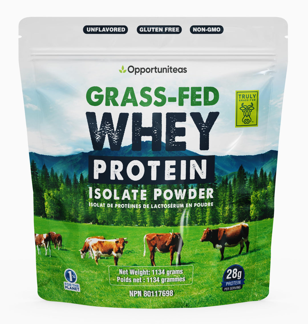Opportuniteas – Grass Fed Whey Protein Isolate – Unflavored – 2.5 lb