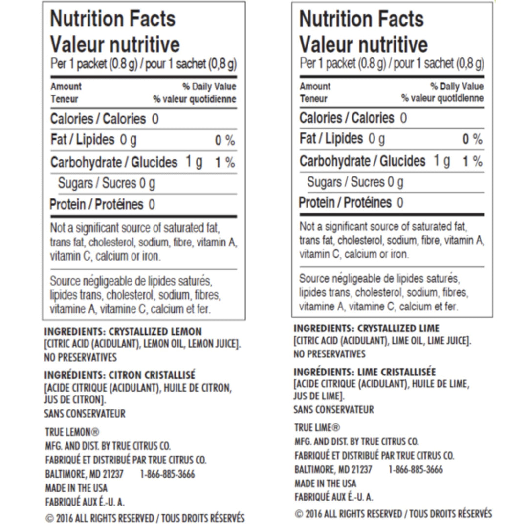 True Lemon – Water Enhancer – Lemon and Lime Pack – 100 Count Each