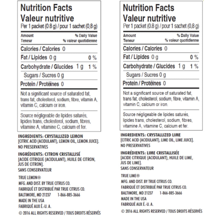 True Lemon – Water Enhancer – Lemon and Lime Pack – 100 Count Each