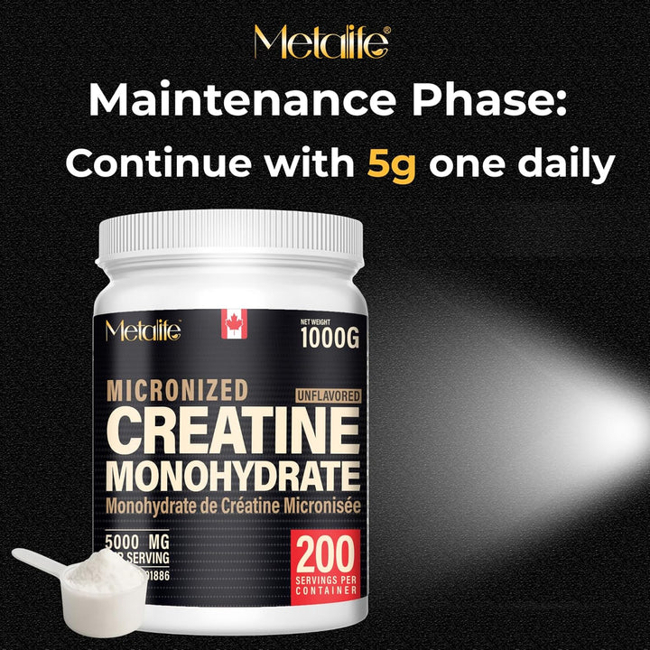 MetaLife – Creatine Monohydrate Powder – Unflavored – 1000 g, 200 Servings