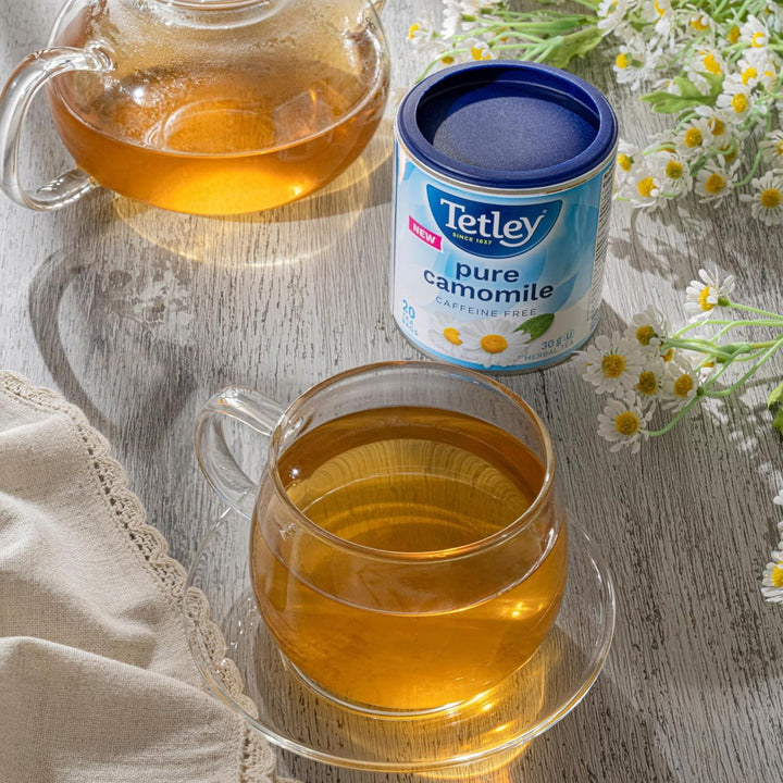 Tetley Pure Camomile Herbal Tea – 100% Camomile Flowers, Caffeine-Free, 20 Tea Bags per Box, 30g (6-Pack) - Canadian Distribution - Ships Free Within Canada on Orders Above CAD $199