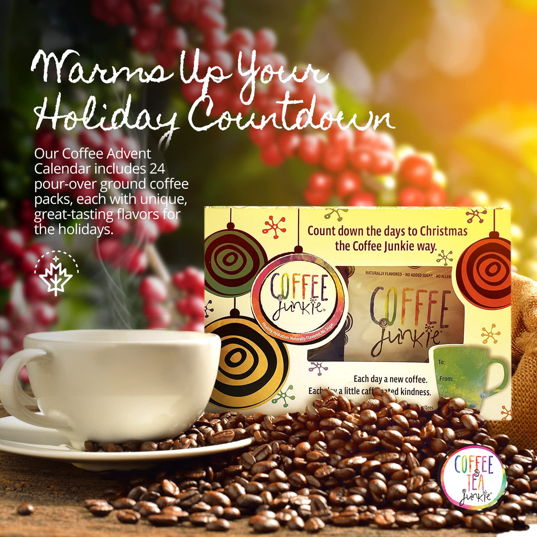Coffee Junkie – Pour Over Coffee Advent Calendar – Assorted – 24 Servings – Organic roasted