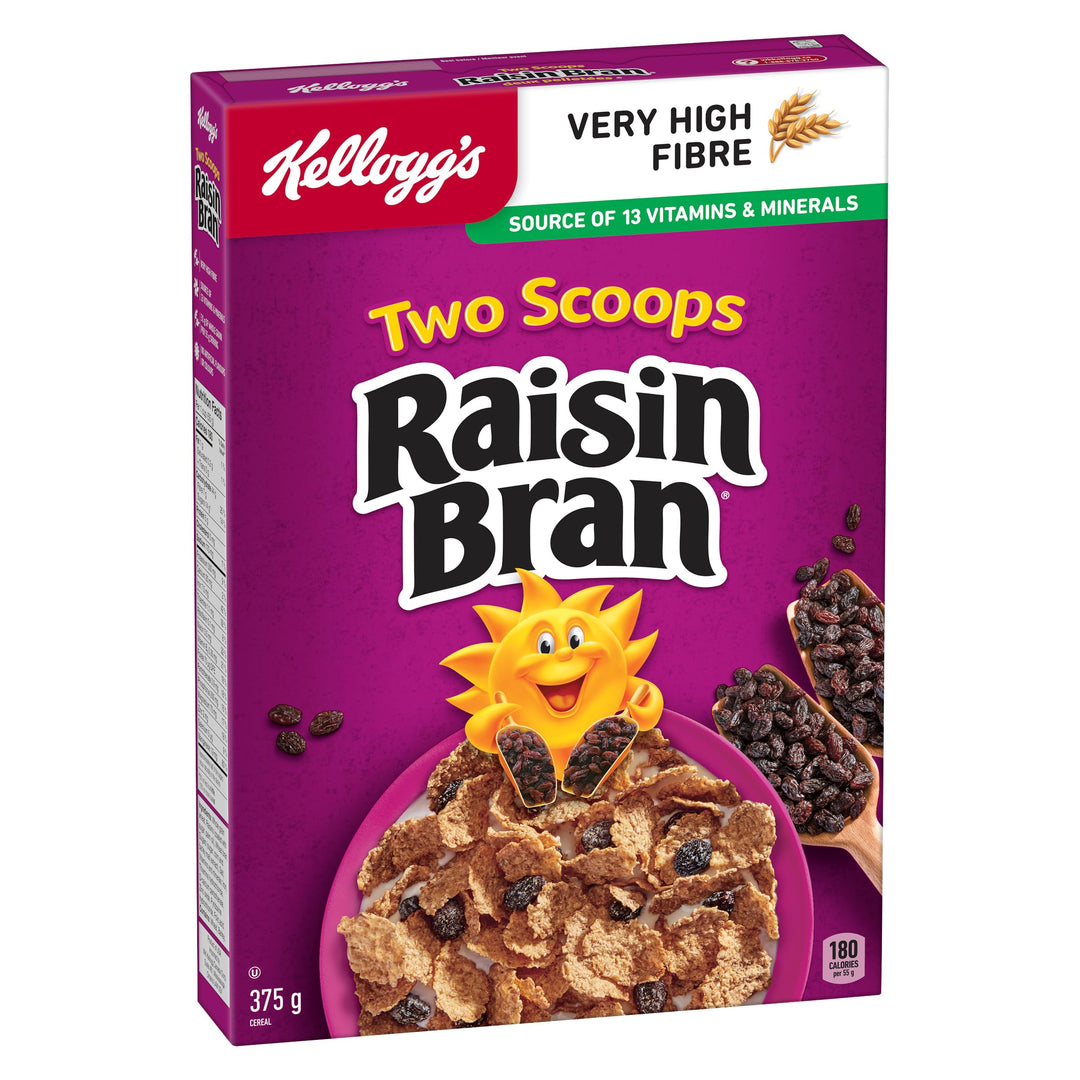 Kellogg's Two Scoops Raisin Bran Cereal 2 x 375g - Canadian Distribution - Ships Free Within Canada on Orders Above CAD $199