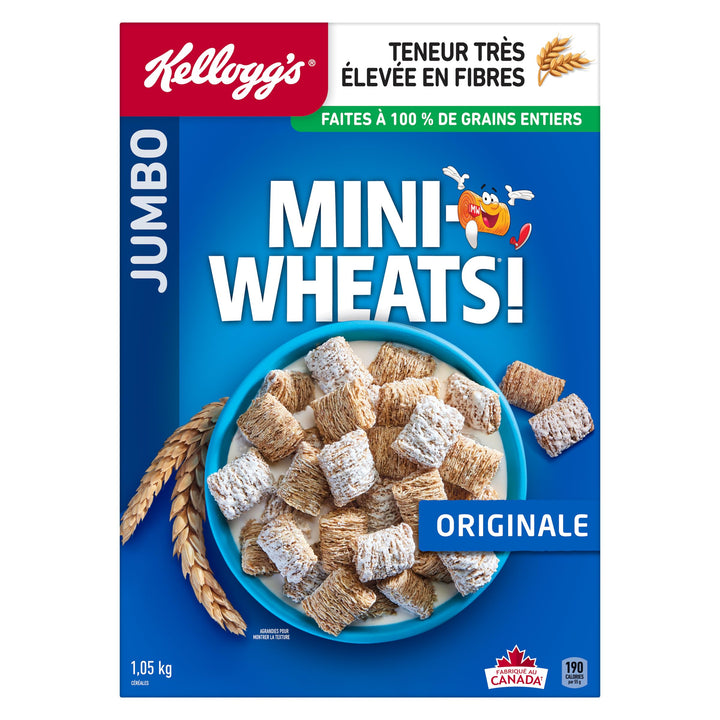 Kellogg's Mini-Wheats® Jumbo Original Frosted Cereal 2 x 1050g – High Fibre Whole Grain Biscuits - Canadian Distribution - Ships Free Within Canada on Orders Above CAD $199