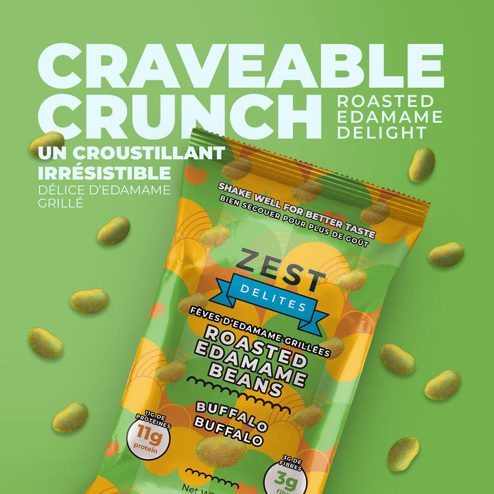 Zest Delites – Edamame Snack – Sea Salt / Sriracha / Buffalo – 26 g × 24 Packs
