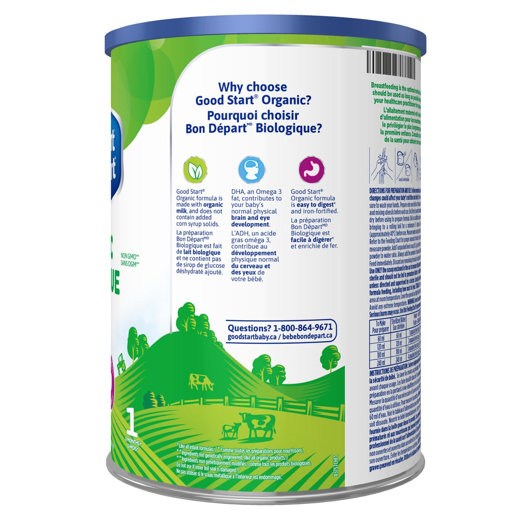 Good Start Organic Iron Fortified Milk-Based Infant Formula Powder, 800g - Canadian Distribution - Ships Free Within Canada on Orders Above CAD $199