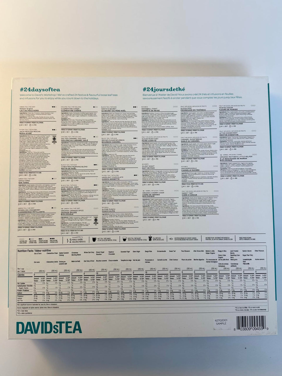 DAVIDsTEA – 24 Days of Tea 2025 Advent Calendar – Assorted Holiday Teas – 24 Days