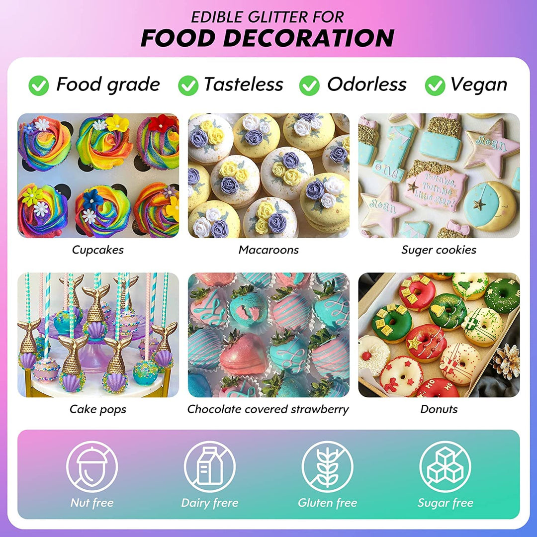 Nomeca – Edible Glitter – 10 Colours – 5g Each – Food grade shimmer