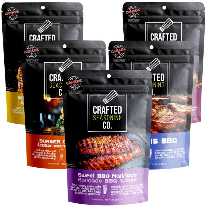 Crafted Seasoning Co. – BBQ Rubs & Spices Gift Box – 5 Pack