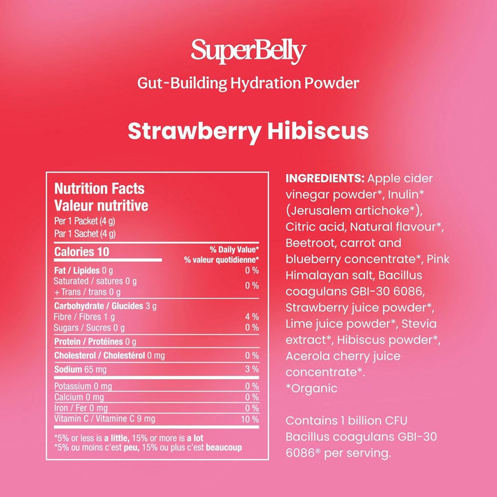 Blume – Sachets d'hydratation SuperBelly – Hibiscus à la fraise – 15 sticks