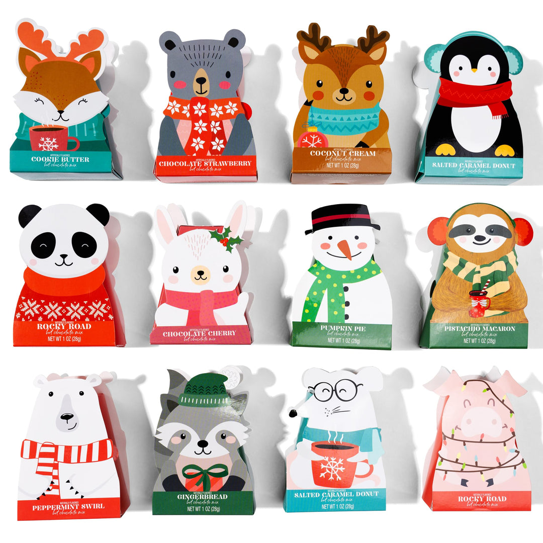 Thoughtfully – Hot Chocolate Gift Set – Holiday Characters – 12 Pack