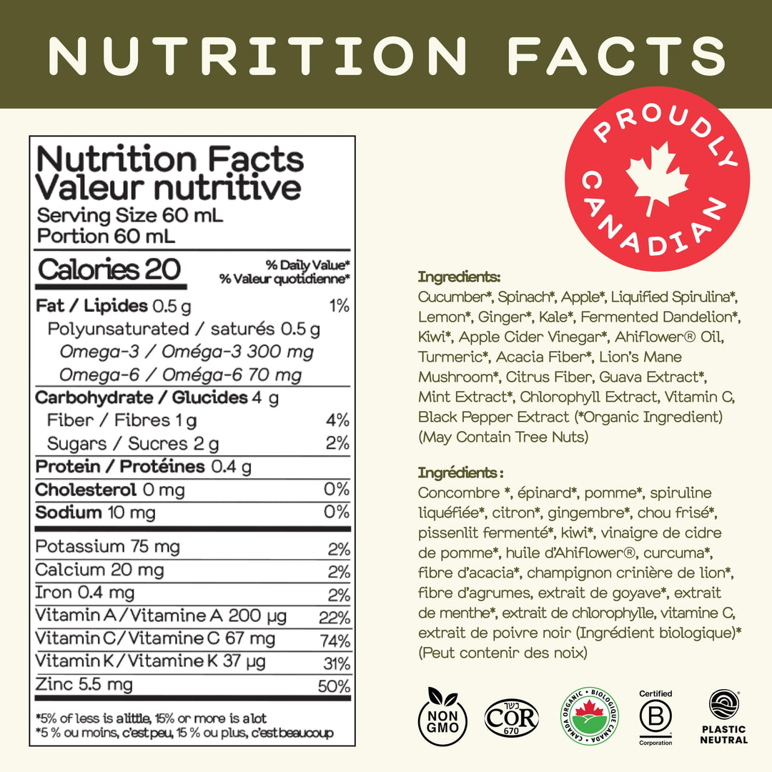 Greenhouse Juice – Green Ritual Wellness Shot – Cucumber & Spinach – 12 × 60mL – Vitamin C + Magnesium