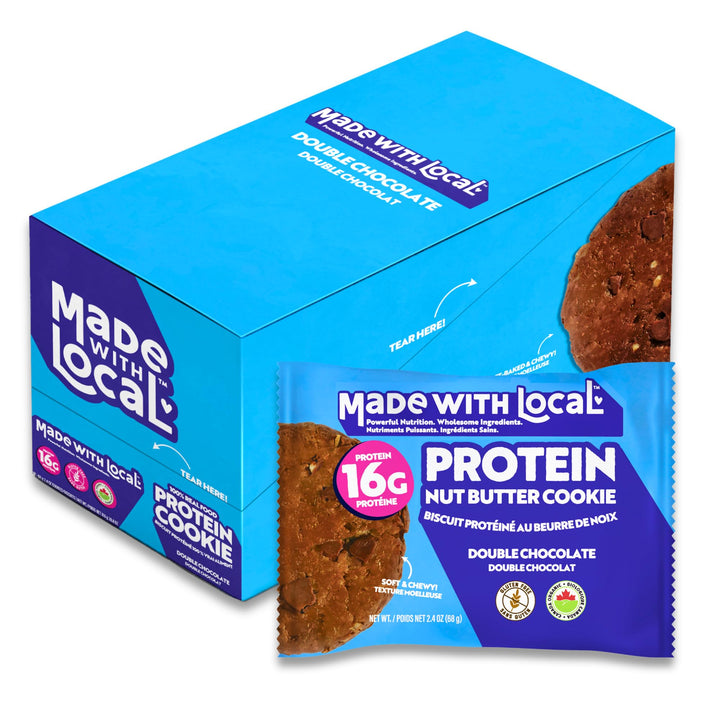 Made With Local – Protein Nut Butter Cookies – Double Chocolate – 12 Pack