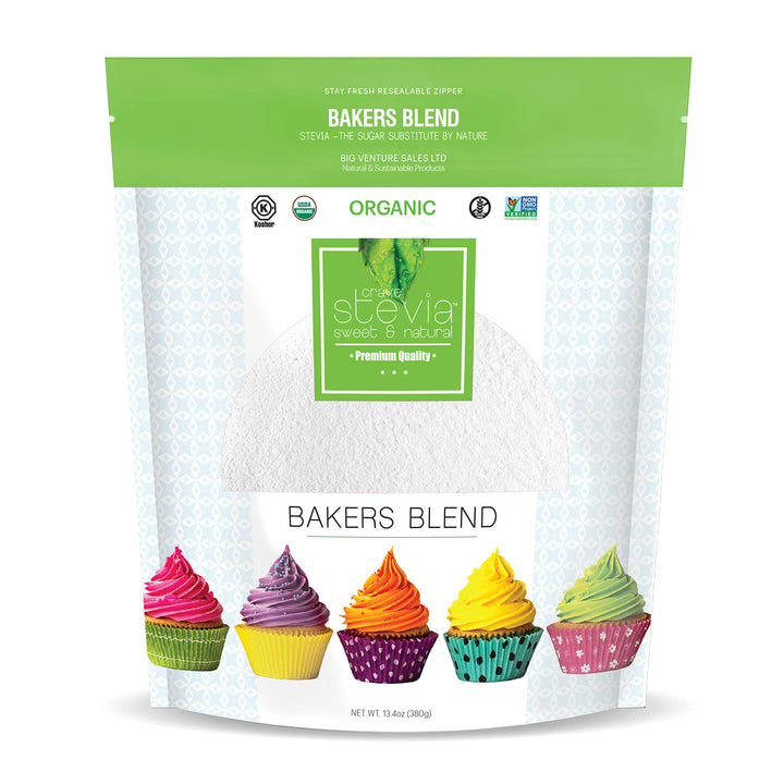 CRAVESTEVIA Organic White Baking Blend - Calorie-Free Stevia Sweetener for Baking & Cooking - 380g - Canadian Distribution - Ships Free Within Canada on Orders Above CAD $199
