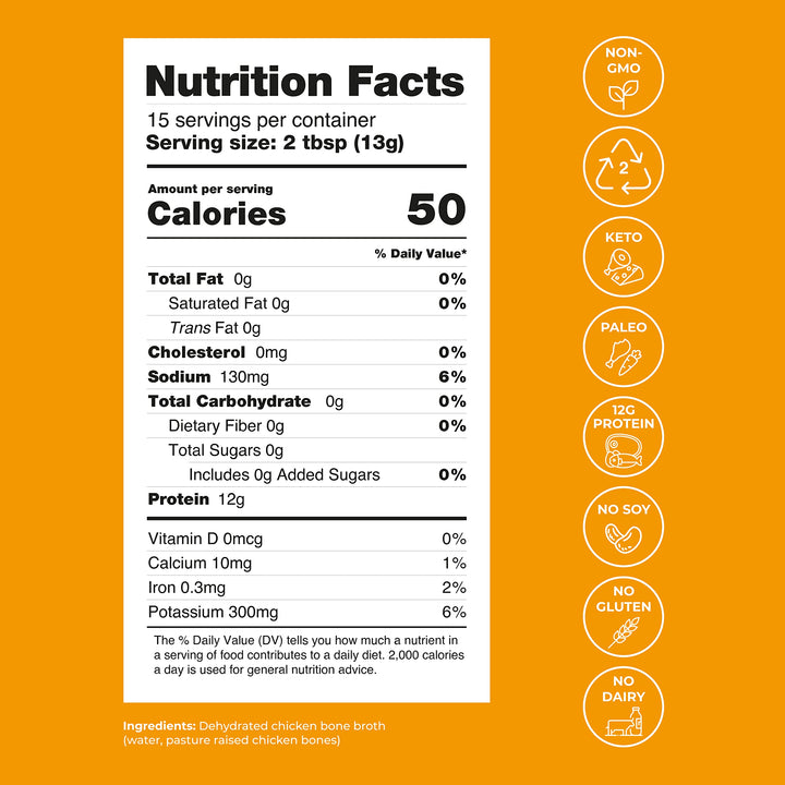 Bluebird Provisions – Chicken Bone Broth Powder – Original – Low sodium