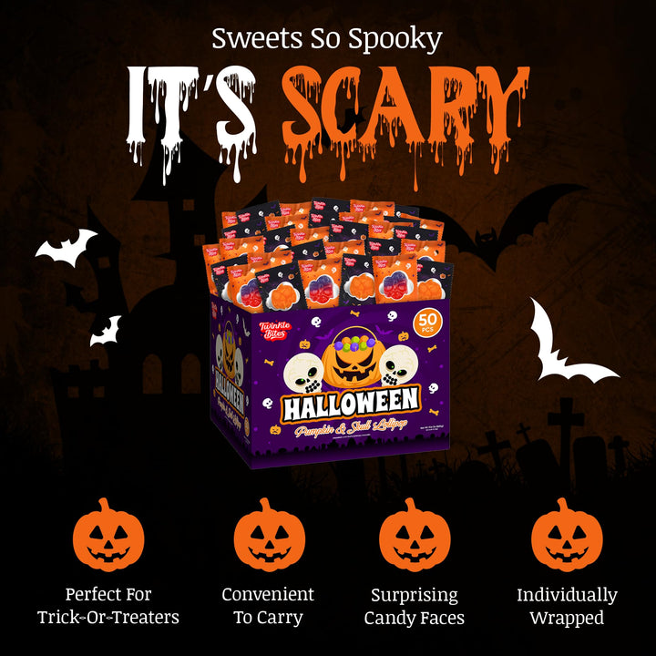 Generic – Halloween Lollipops – Pumpkin & Skull – 50 Pack