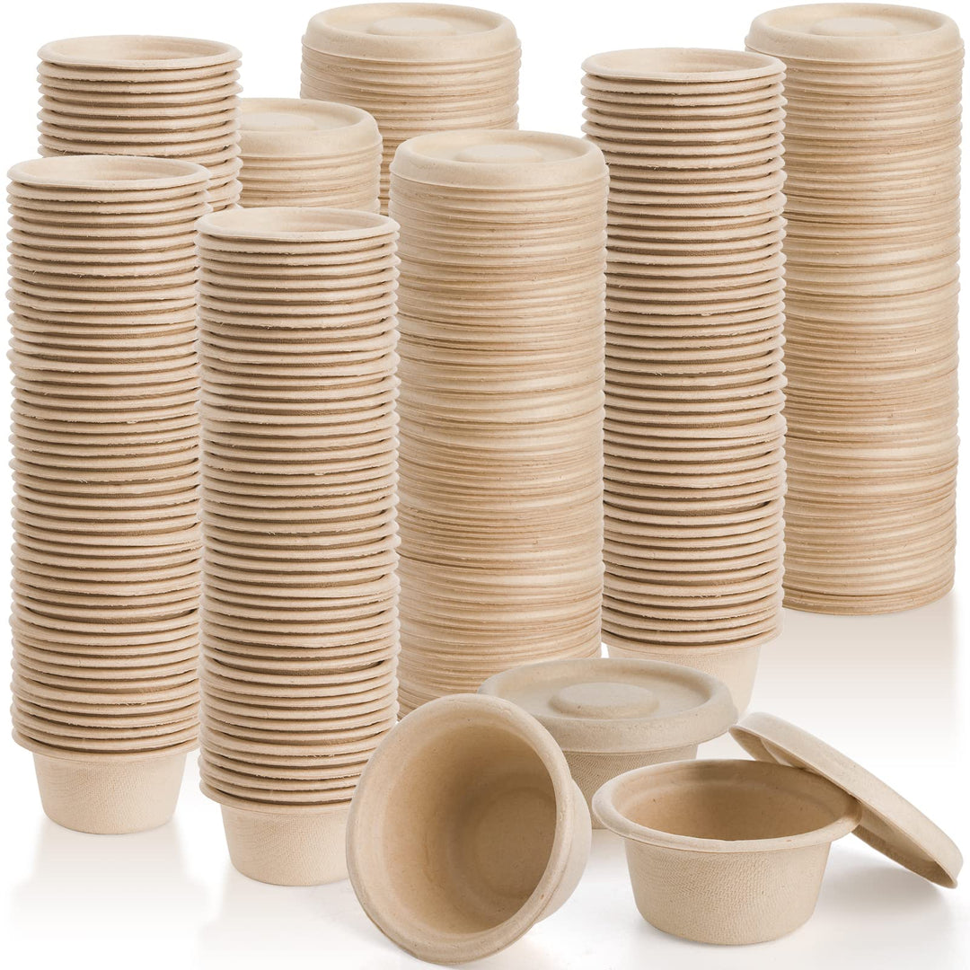 2 Oz Natural Bagasse Fiber Cups with Lids, 3 x 200 Pack - Paper Tasting Cups Disposable Sample Food cups Canada