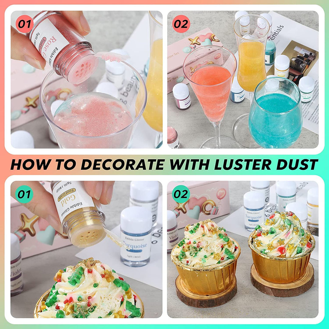 Nomeca – Edible Glitter – 10 Colours – 5g Each – Food grade shimmer