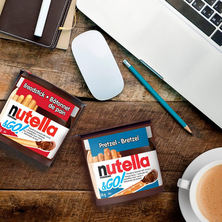 Nutella & Go! Hazelnut Spread with Cocoa and Pretzel Sticks - 12 Pack (54g Each) - Canadian Distribution - Ships Free Within Canada on Orders Above CAD $199