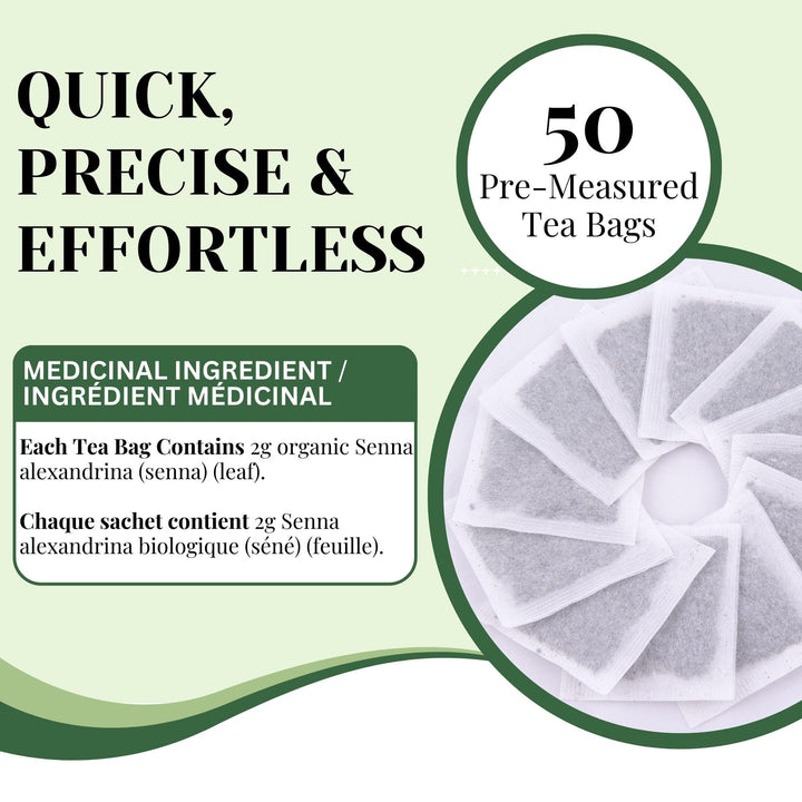 PHYTOVIE – Organic Senna Detox Tea – Senna Herbal Blend – 50 Tea Bags – Natural laxative