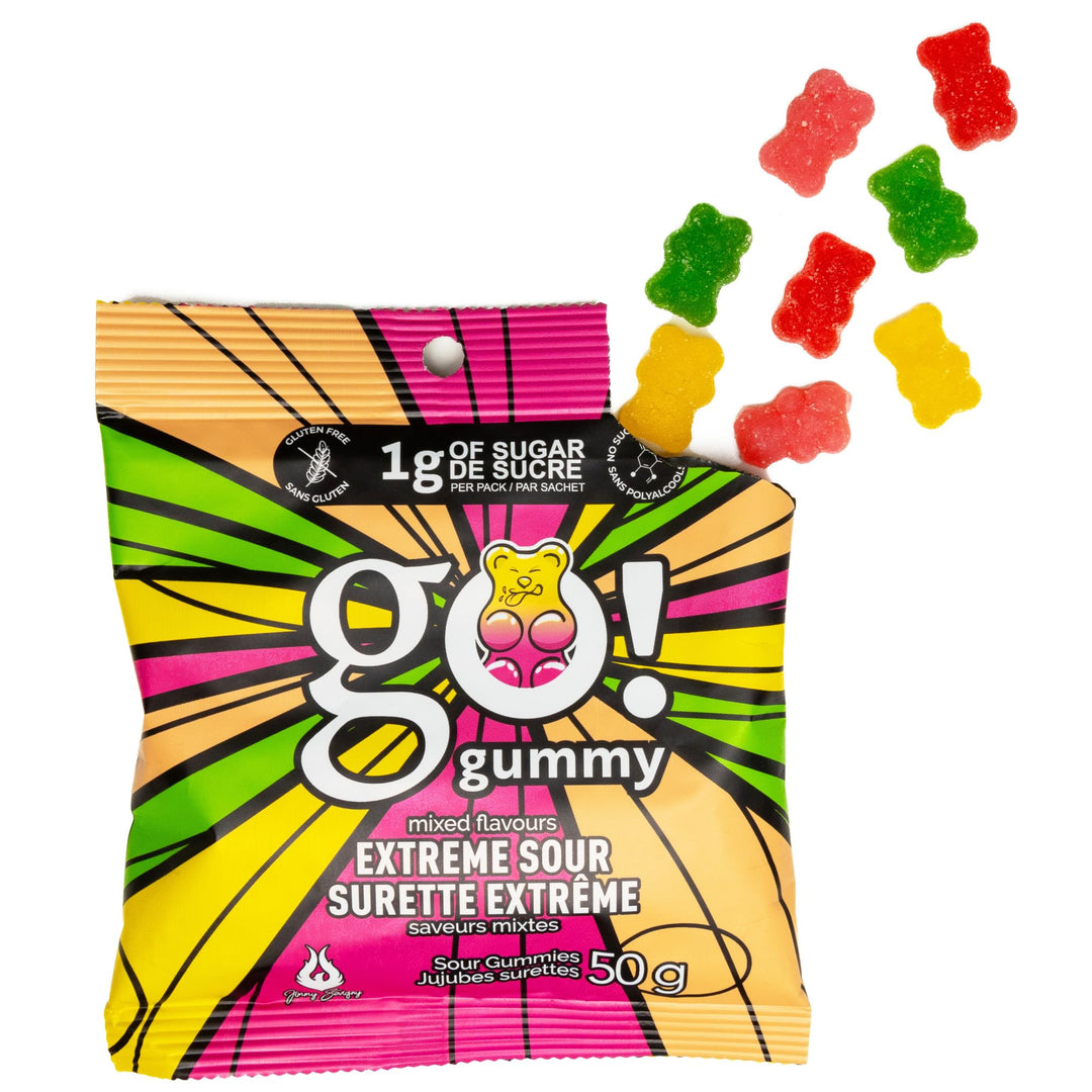 Jimmy Sevigny – GoGummy Extreme Sour – Mixed Flavours – 12 × 50g – Low sugar high fibre
