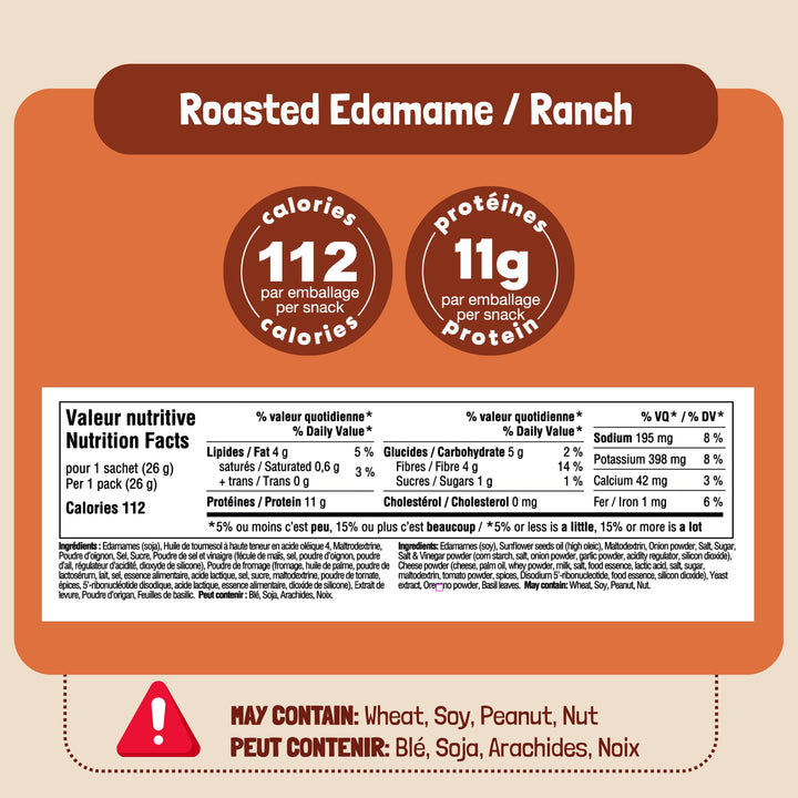 GoBeanz – Crunchy Roasted Edamame – Tasty Ranch – 20 Packs