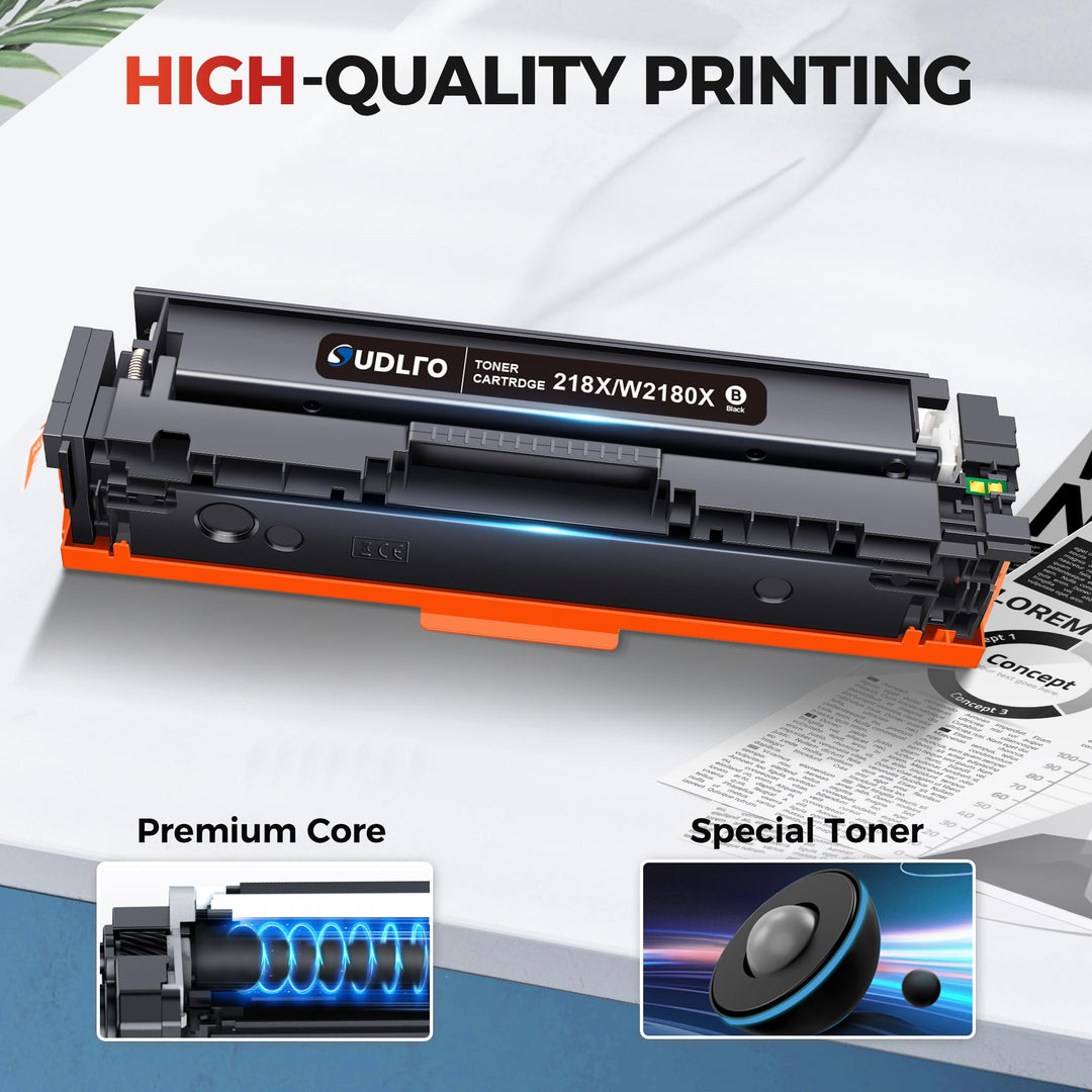 SUDLTO 218X W2180X Black Toner Cartridges with Chip - High Yield 2-Pack for HP Color LaserJet Pro MFP - Canadian Distribution - Ships Free Within Canada on Orders Above CAD $199