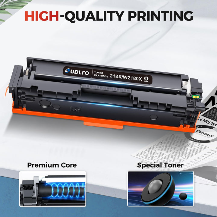 SUDLTO 218X W2180X Black Toner Cartridges with Chip - High Yield 2-Pack for HP Color LaserJet Pro MFP - Canadian Distribution - Ships Free Within Canada on Orders Above CAD $199