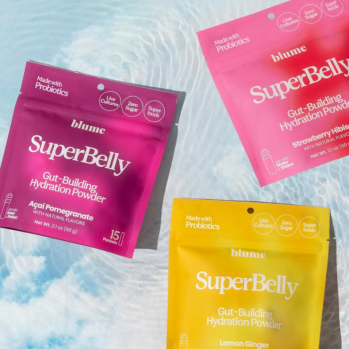 Blume – Sachets d'hydratation SuperBelly – Hibiscus à la fraise – 15 sticks