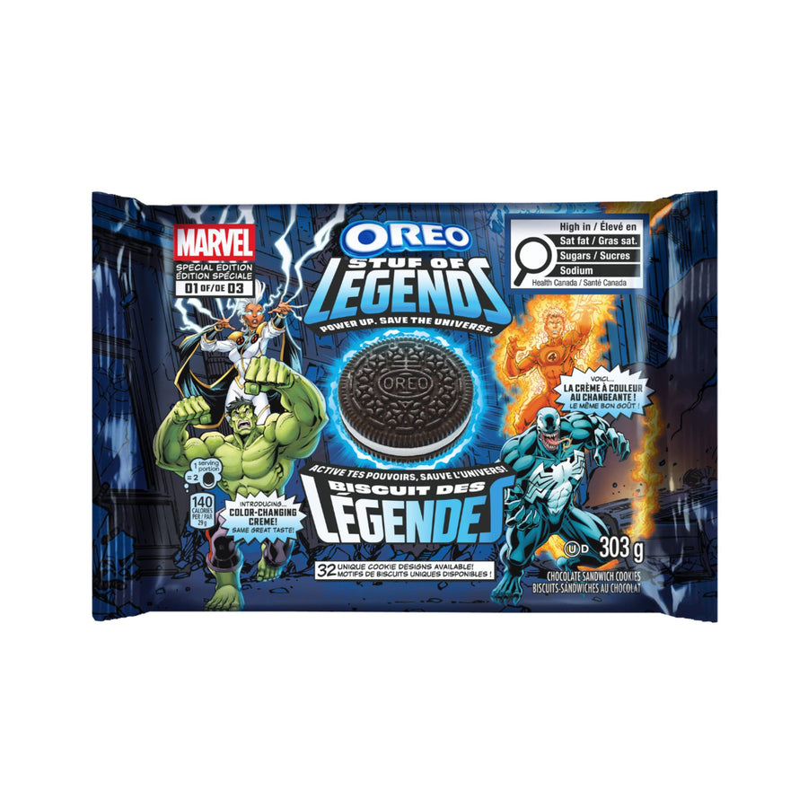 Marvel Oreo Stuf of Legends Colour-Changing Creme Cookies, 2 x 303g Limited Edition - Canadian Distribution - Ships Free Within Canada on Orders Above CAD $199
