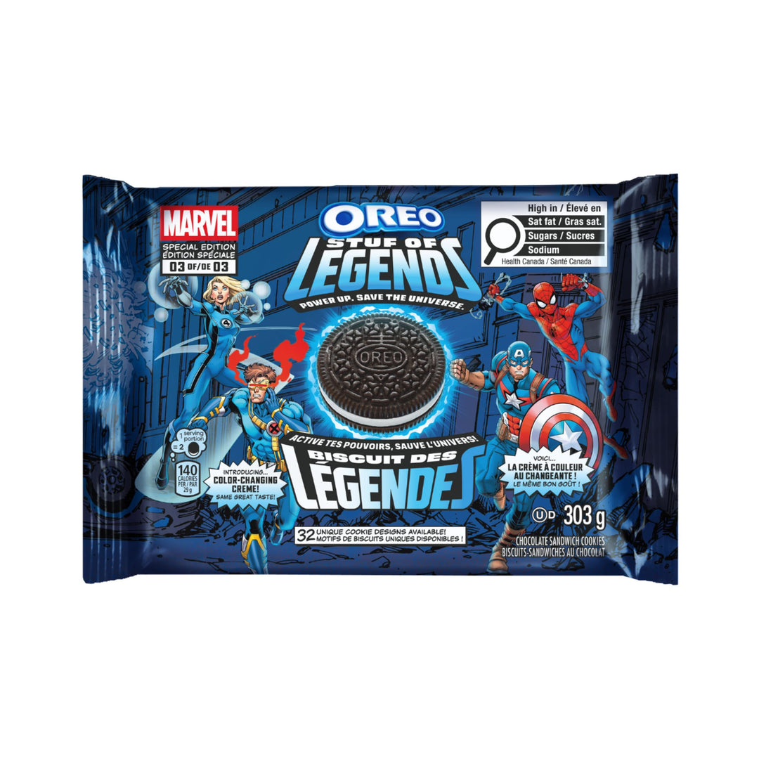 Marvel Oreo Stuf of Legends Colour-Changing Creme Cookies, 2 x 303g Limited Edition - Canadian Distribution - Ships Free Within Canada on Orders Above CAD $199