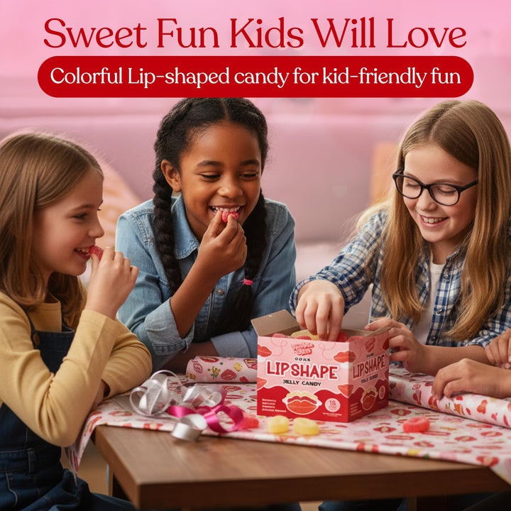 Coffret cadeau de 15 bonbons gélifiés acidulés pour la Saint-Valentin – Sachets en forme de cœur contenant 5 bonbons à lèvres chacun, saveurs fraise, framboise et tutti frutti