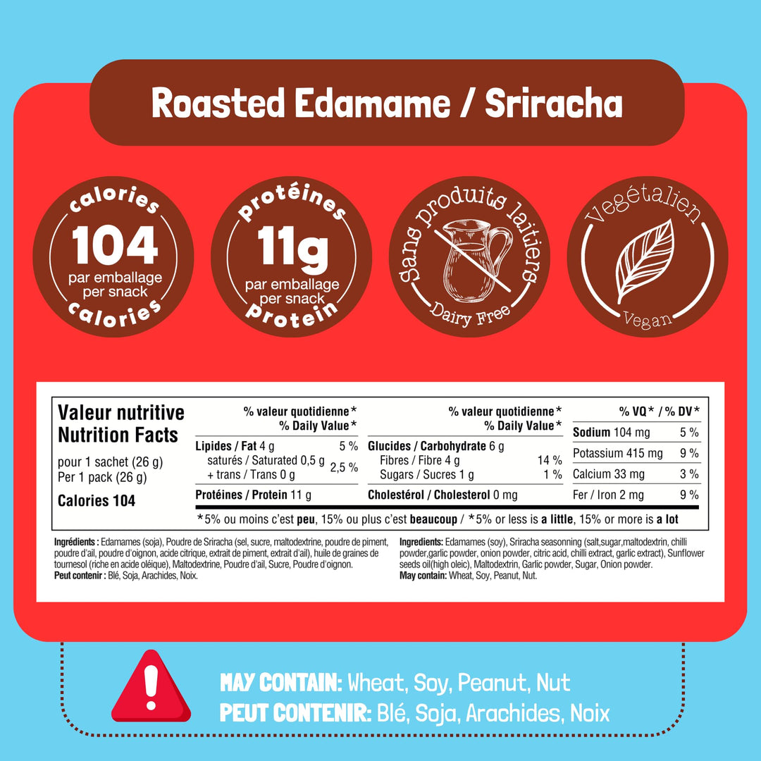 GoBeanz – Roasted Edamame – Sriracha – High-Protein Snack – 20 Packs