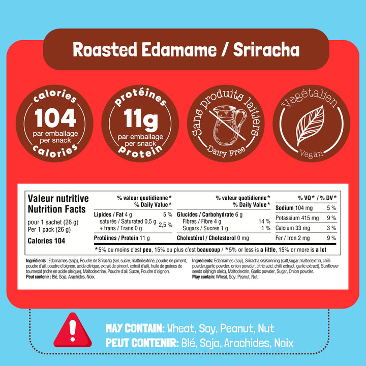 GoBeanz – Roasted Edamame – Sriracha – High-Protein Snack – 20 Packs