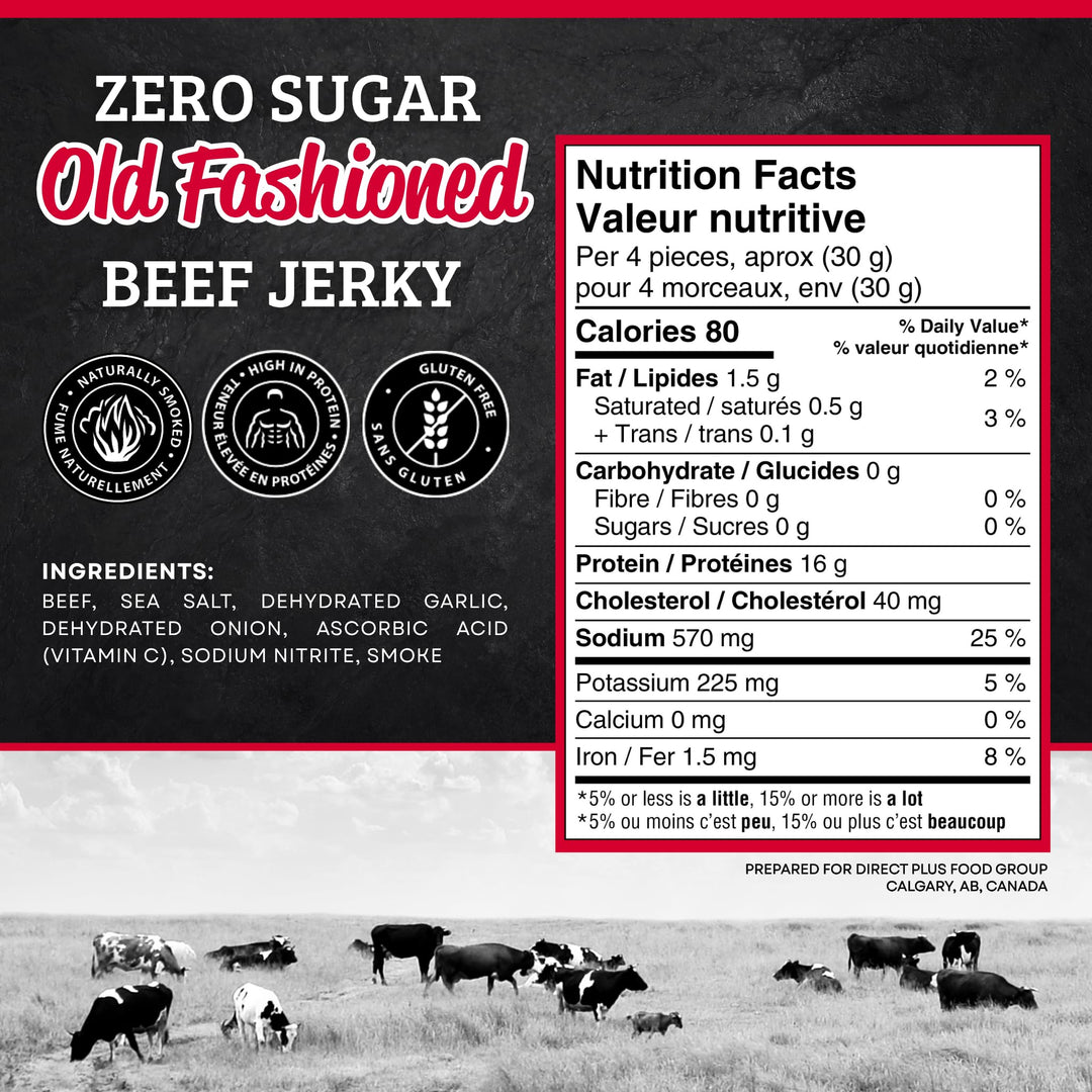 McSweeney's – Old Fashioned Beef Jerky ZERO Sugar – Sugar Free, Gluten Free, Keto – 70g x 12