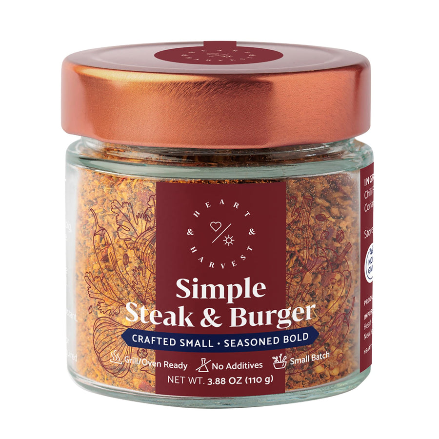 Heart and Harvest Simple Blend Steak and Burger Seasoning - Black Pepper with Garlic and Chili - Non-GMO, No Additives - 2 x 170g - Canadian Distribution - Ships Free Within Canada on Orders Above CAD $199