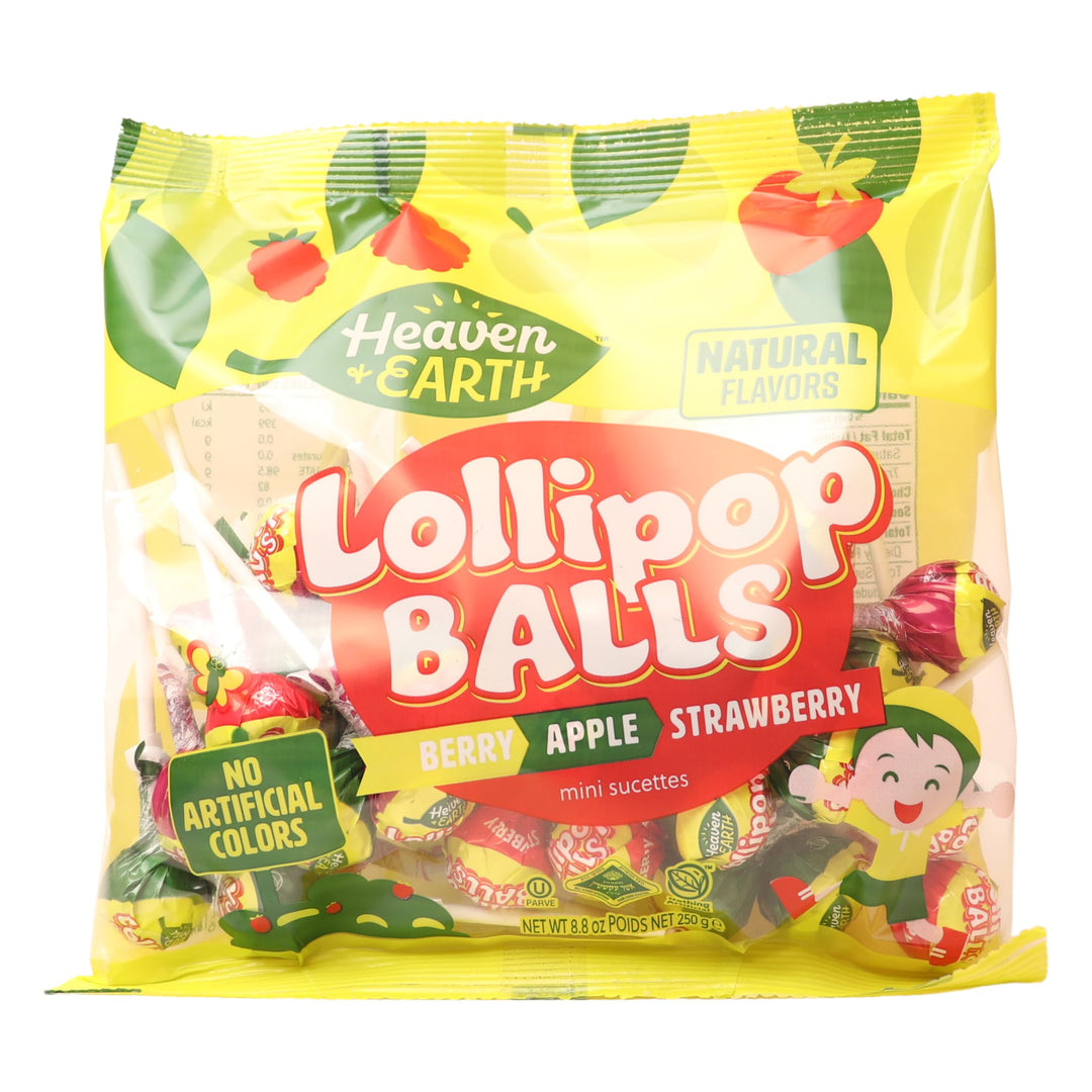 Heaven & Earth Assorted Fruit Flavored Ball Lollipops - 2 x 250g Hard Candy Pack - Canadian Distribution - Ships Free Within Canada on Orders Above CAD $199