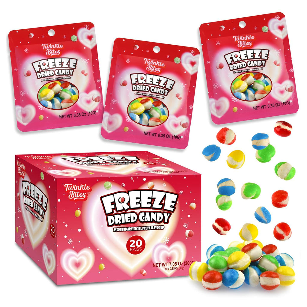 20 Pack Valentines Day Freeze Dried Candy- 10 Pcs Per Bag - Bulk
