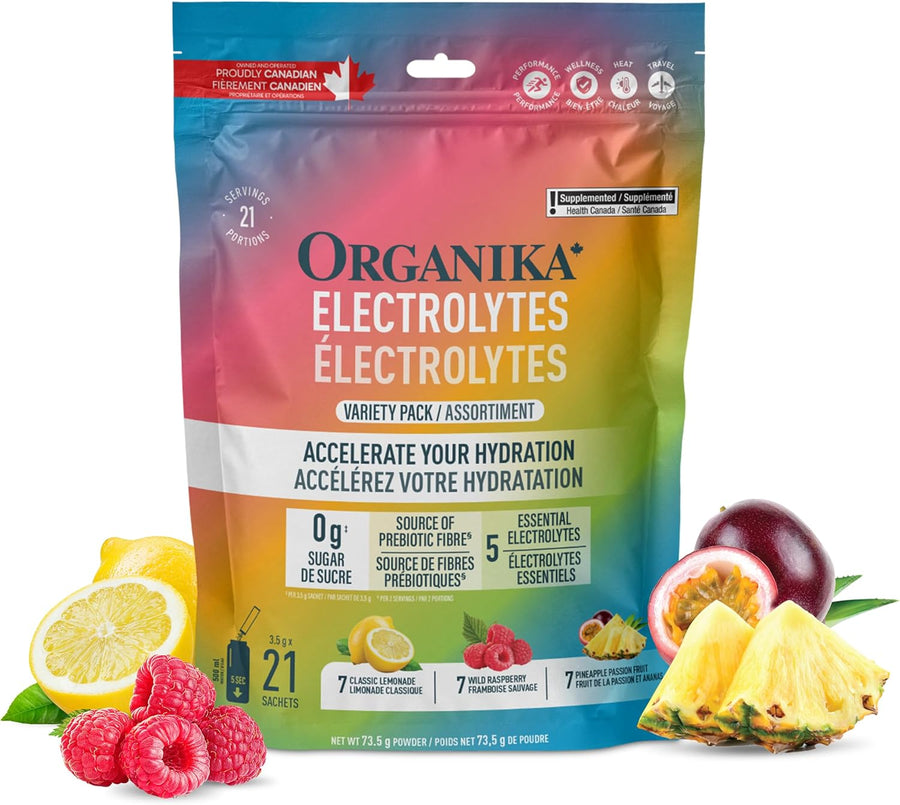 Organika – Electrolytes Powder Sachets – Variety Pack, 21 count