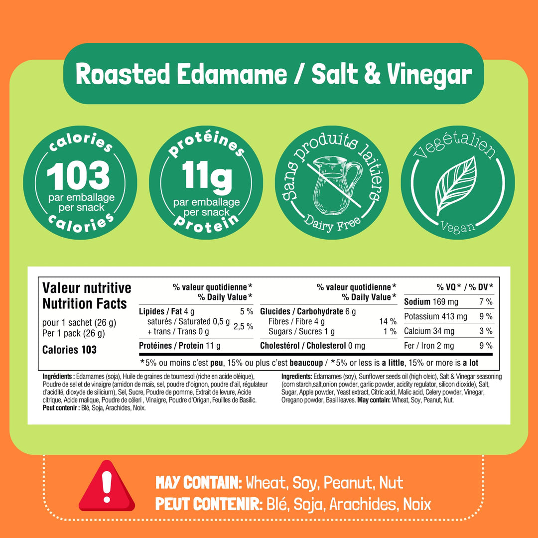 GoBeanz – Crunchy Roasted Edamame – Salt & Vinegar – 20 Pack