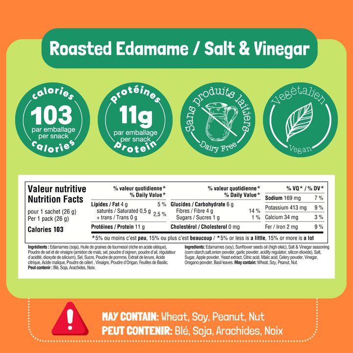 GoBeanz – Crunchy Roasted Edamame – Salt & Vinegar – 20 Pack