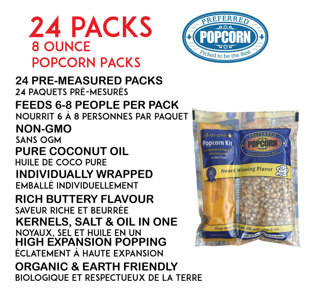 Preferred Popcorn – All-in-One Popcorn Pack – Theatre Butter – 8oz × 24
