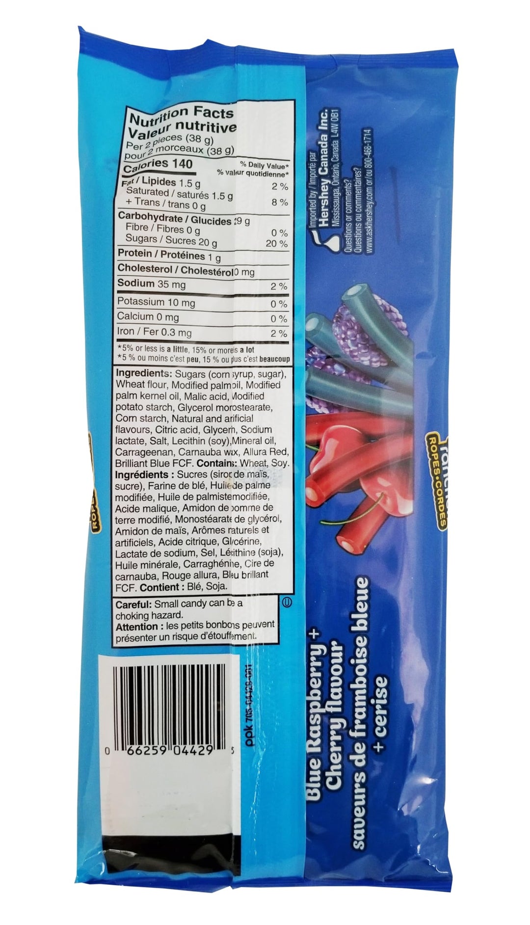 JOLLY RANCHER Ropes Blue Raspberry and Cherry 2 x 283g - Canadian Distribution - Ships Free Within Canada on Orders Above CAD $199