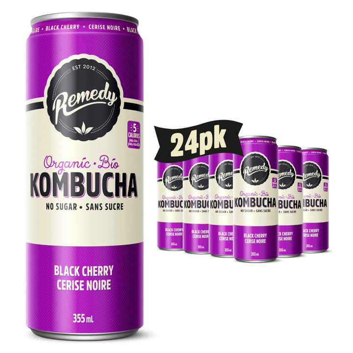 Remedy – Kombucha – Black Cherry – 24 × 355mL – Sugar free