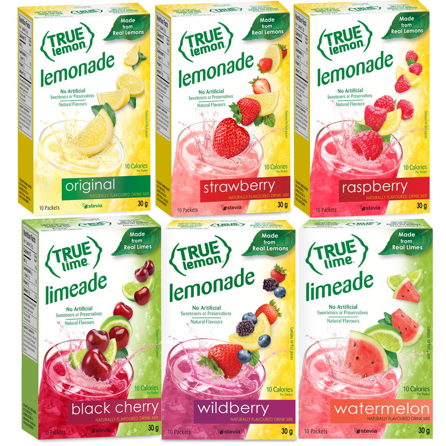 True Lemon – Lemon & Lime Drink Mix – Variety Pack – 6 × 10 ct